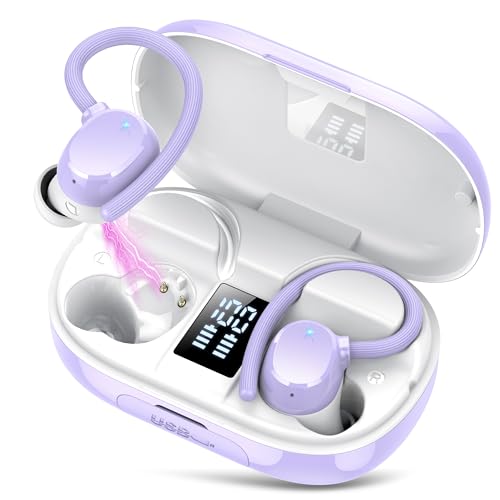 Ear buds Wireless Bluetooth Earbuds Sport 2024 NEW Bluetooth 5.3 Headphones with LED Display 128H Playtime Powerful Bass Over Ear Earphones with Earhooks IP7 Waterproof for Gym/Running/Workout