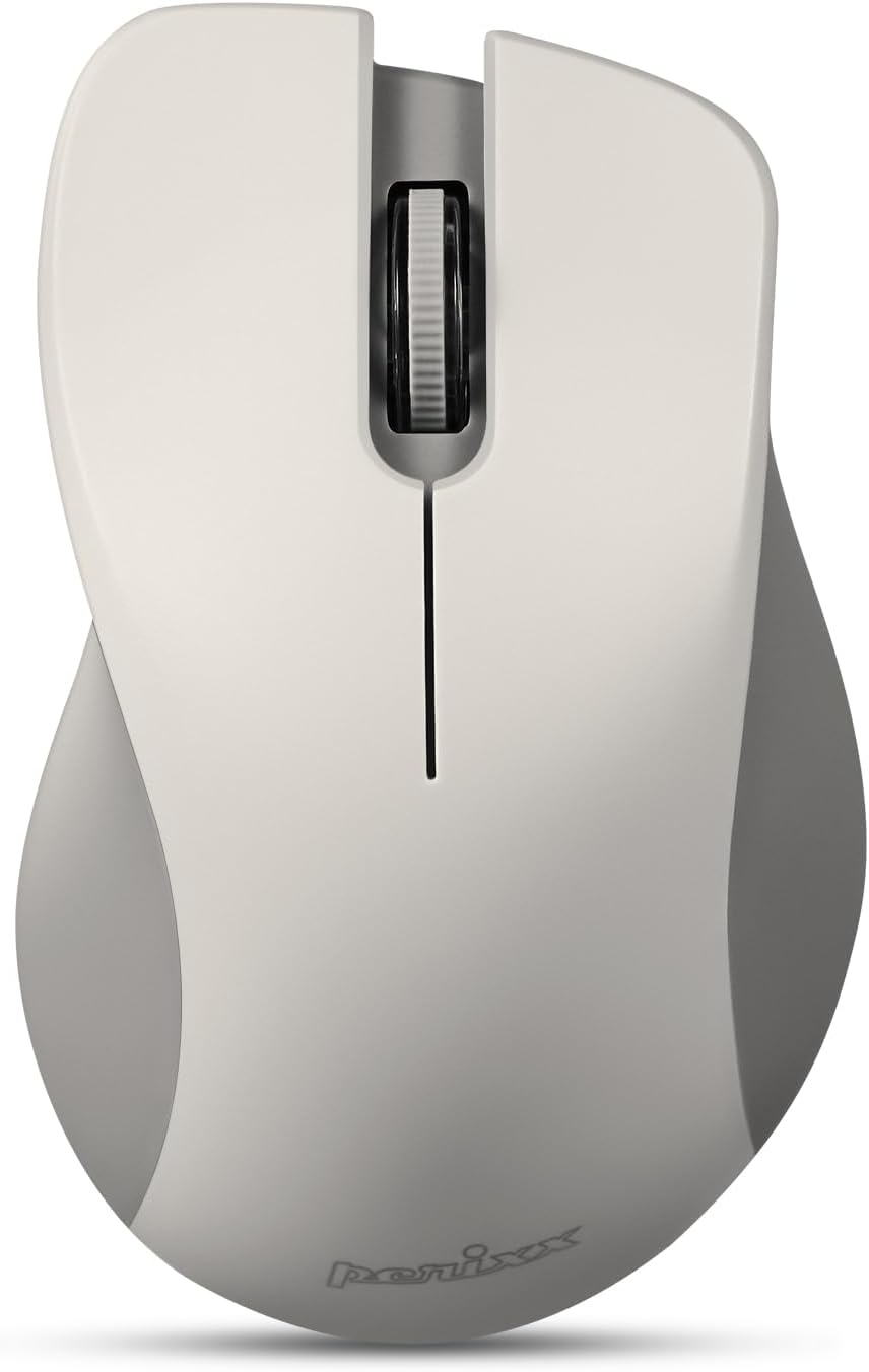 Perixx PERIMICE-621M Wireless Mouse - Silent Click with Ergo Design - Compatible for Desktop and Laptop PC - Wireless 2.4 GHz - Beige