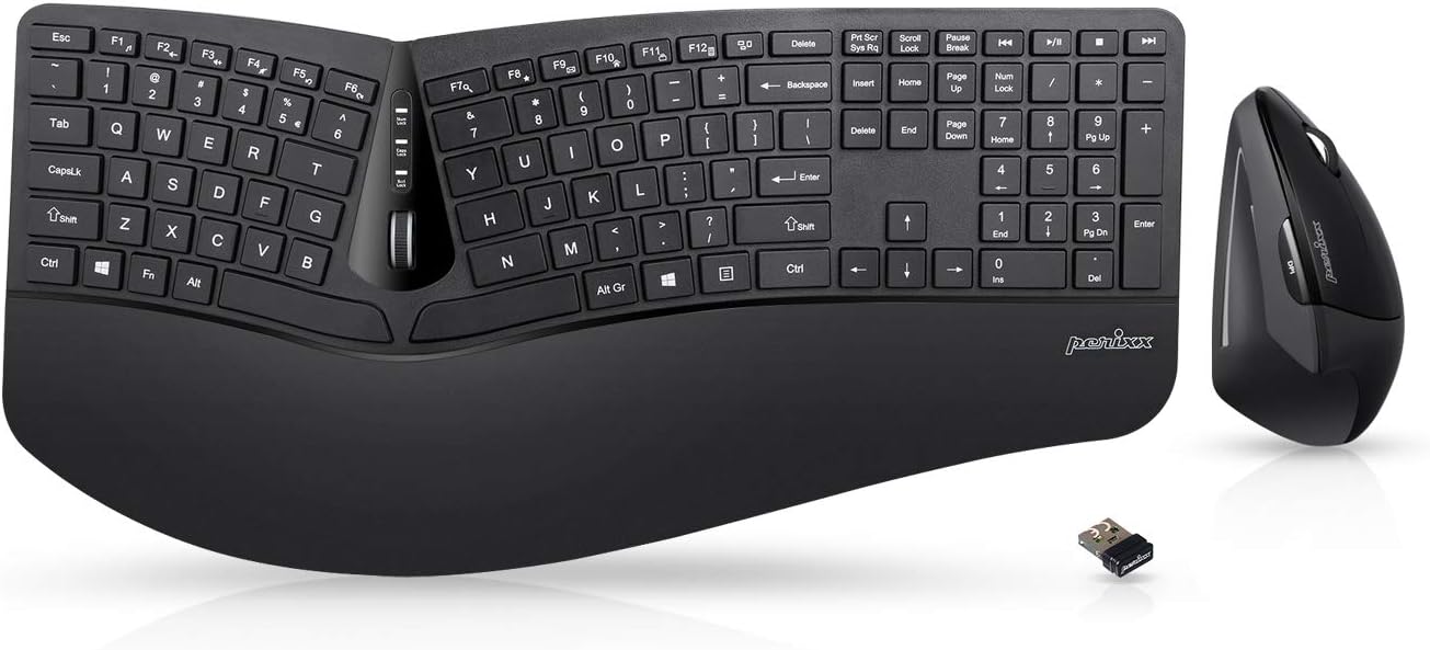 Wireless Ergonomic Split Keyboard and Vertical Mouse Combo