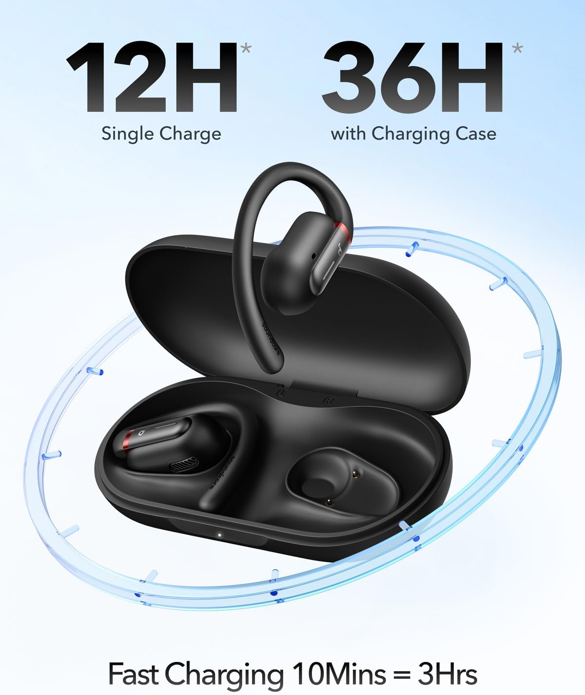 Soundcore by Anker V30i Open-Ear Headphones, Ultra-Comfort, Lightweight Design, Snug Fit, Ergonomic Ear Hooks, Robust Bass, 36H Playtime, Bluetooth 5.3, App Control, Clear Calls, Wireless Earbuds