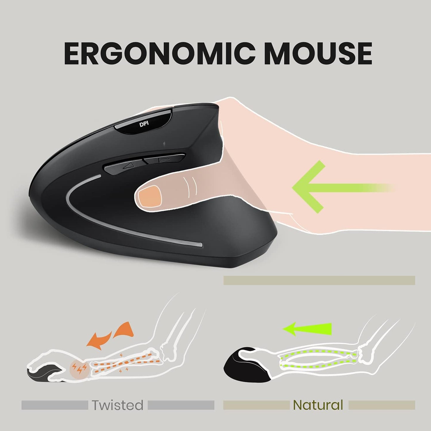 Wireless Ergonomic Vertical Mouse Recommended with RSI User