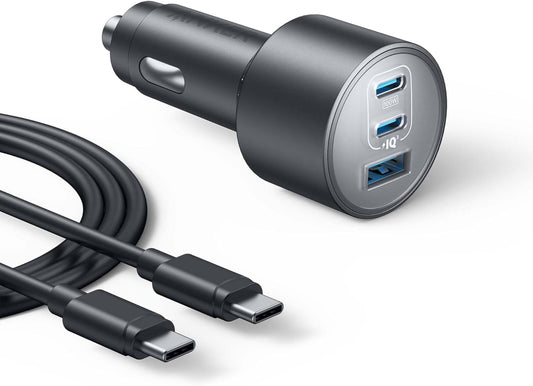 Anker iPhone 16 USB-C Car Charger, 167.5W Max 3-Port Ultra-Compact Type-C Fast iPhone Car Charger, for MacBook Pro/Air, iPhone 15/14 / 13 Series, Samsung S24 / S23, iPad Pro, AirPods, and More