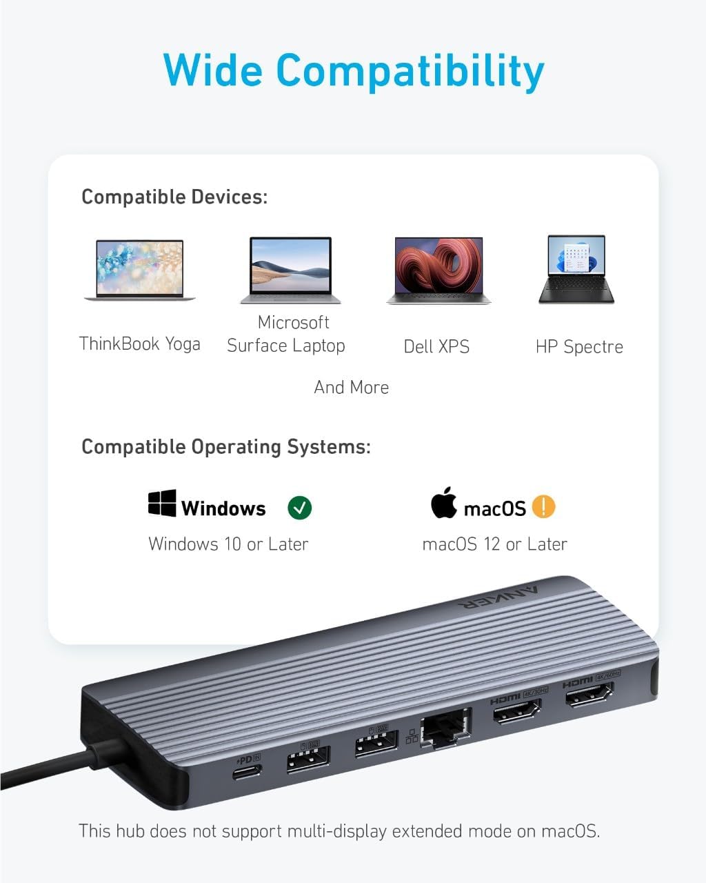 Anker 14 in 1 USB C Docking Station,USB C Hub Triple Display, With 4K HDMI, 1080p VGA, 100W Power Delivery, 5Gbps USB-A/C Data Ports for MacBook, Dell XPS, HP Laptops and more