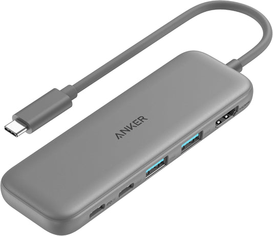 Anker 332 USB-C Hub (5-in-1) with 4K HDMI Display, 5Gbps USB-C Data Port and 2 5Gbps USB-A Data Ports and for MacBook Pro, MacBook Air, Dell XPS, Lenovo Thinkpad, HP Laptops and More(Grey)