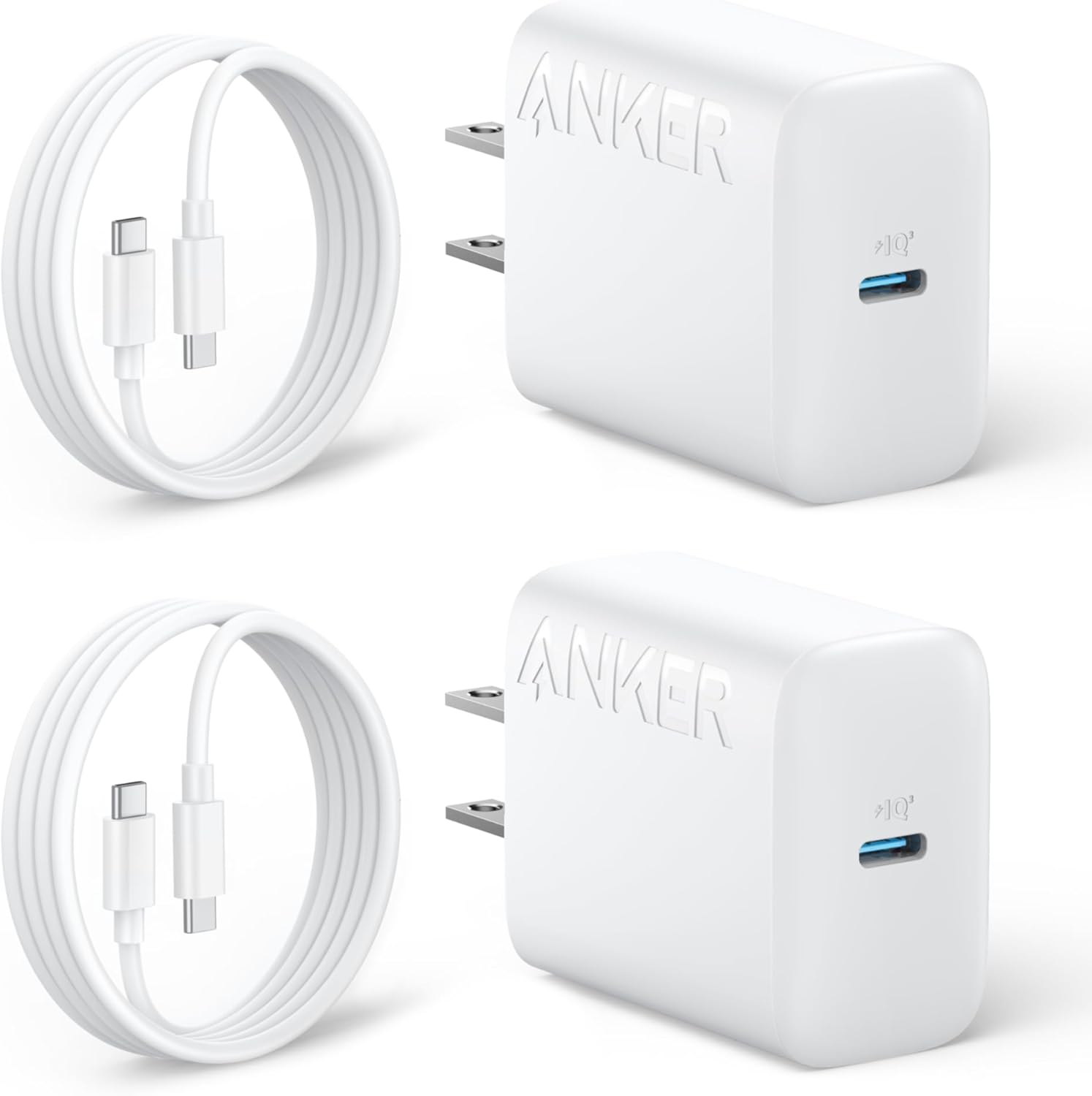 Anker 25W USB-C Super Fast Charger, Anker Charger (Non-Foldable) with USBC Cable, Supports PPS Fast Charging for Samsung Galaxy S23 Ultra/S23+/S23/S22/S21/S20/Note 20, & More 2Pack 5ft Cable Included