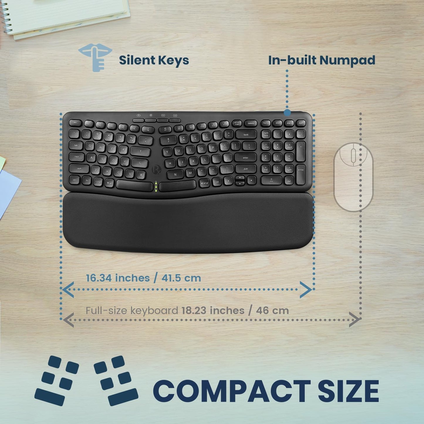 Wireless Ergonomic Compact USB Keyboard