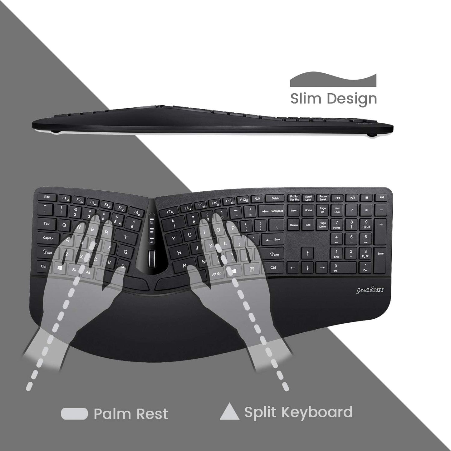 Wireless Ergonomic Split Keyboard and Vertical Mouse Combo