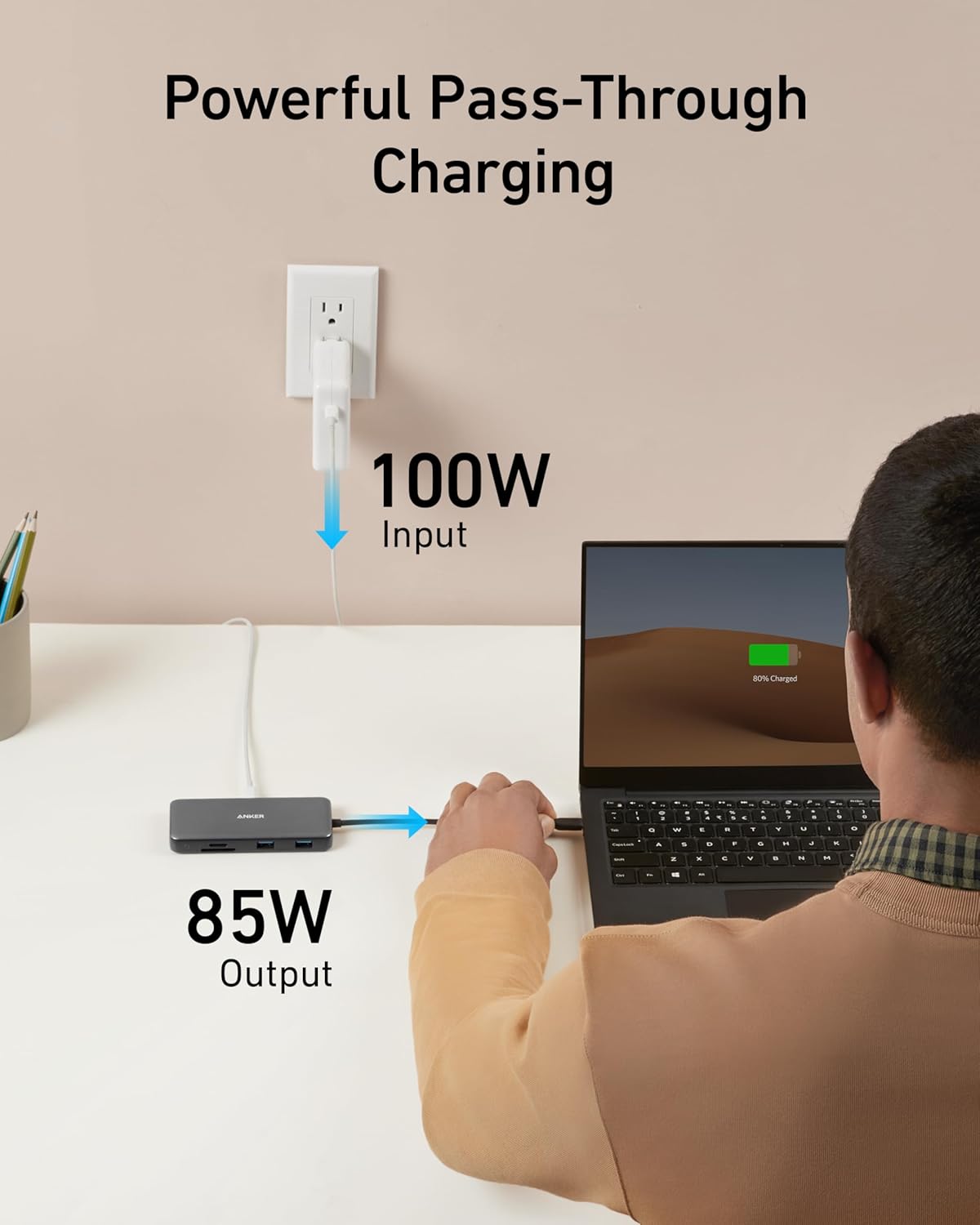 Anker 555 USB-C Hub (8-in-1), with 100W Power Delivery, 4K 60Hz HDMI Port, 10Gbps USB C and 2 A Data Ports, Ethernet microSD SD Card Reader, for MacBook Pro More