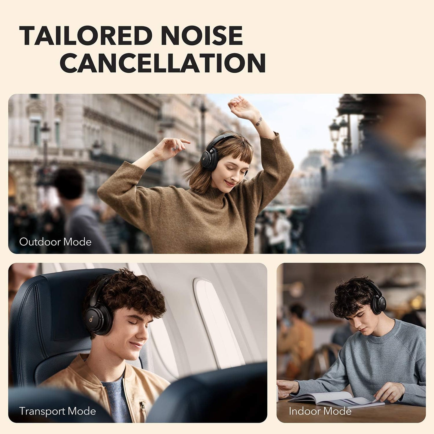 soundcore Life Q30 by Anker, Hybrid Active Noise Cancelling Headphones with Multiple Modes, Hi-Res Sound, Custom EQ via App, 50H Playtime, Comfortable Fit, Bluetooth, Multipoint Connection