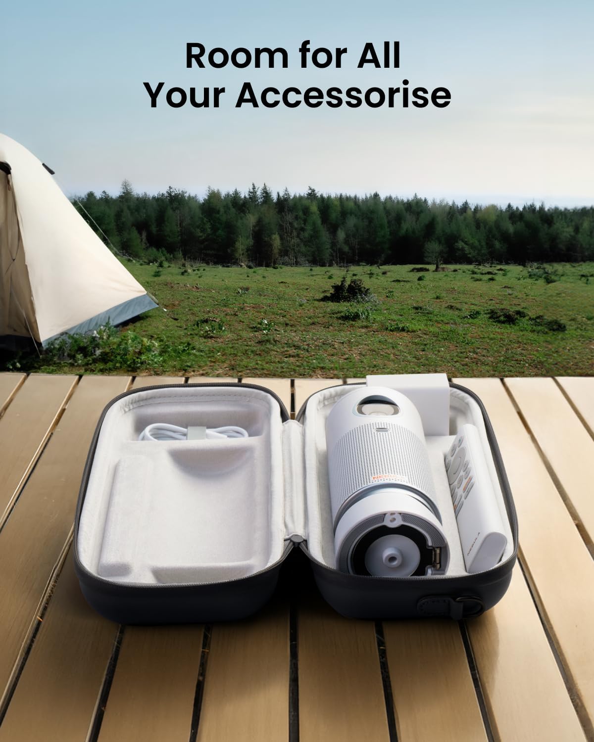 NEBULA Capsule Air Official All-in-One Travel Case, Customized for Capsule Air with Detachable Shoulder Strap, Adapter, Remote Control, Cables and Snap-On Base, Waterproof and Protective Polyester.