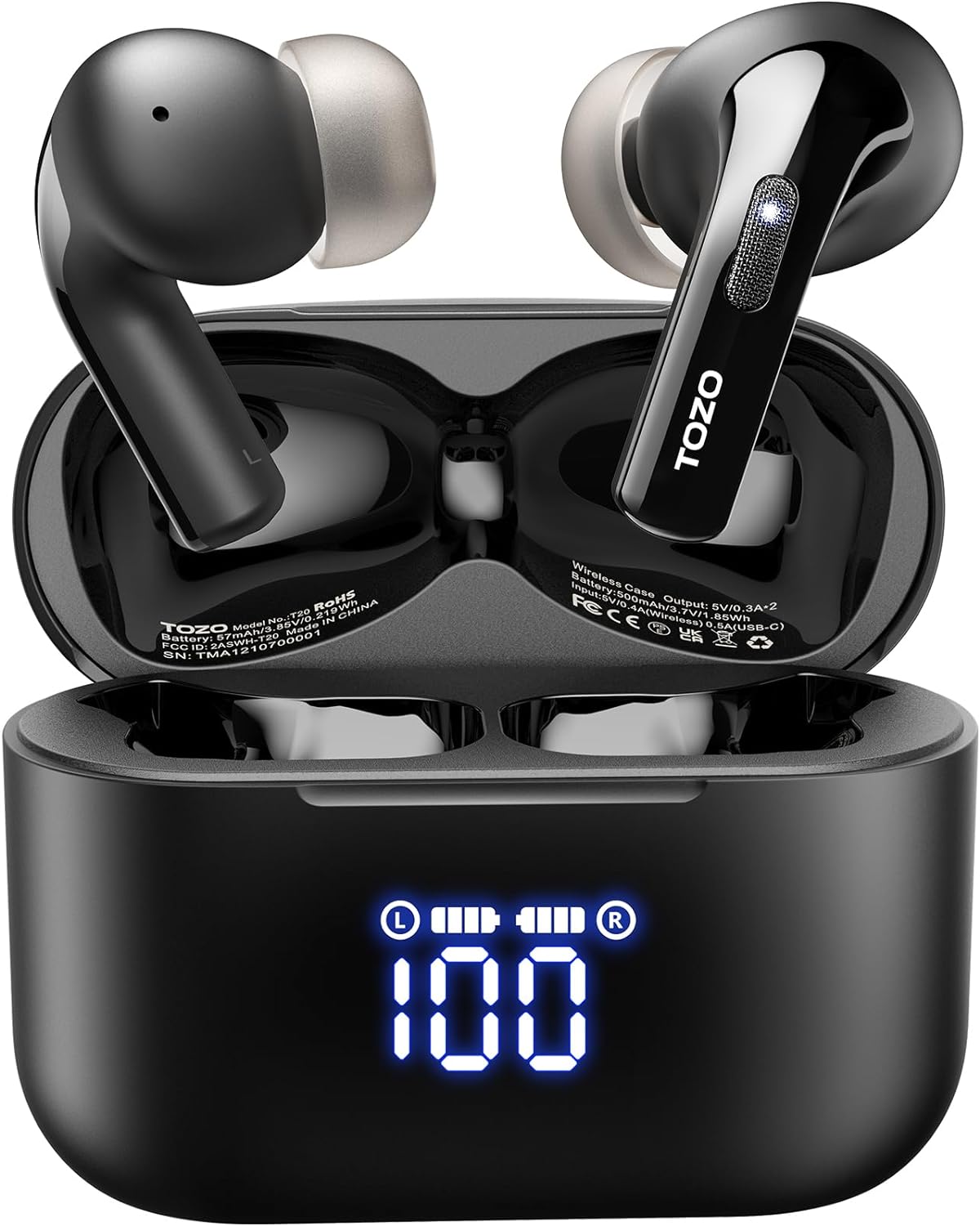 T20 Wireless Earbuds Bluetooth Headphones 48.5 Hrs Playtime with LED Digital Display