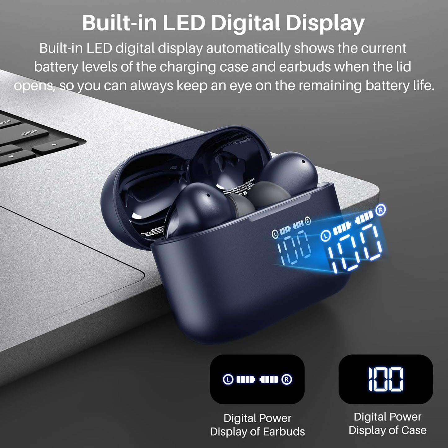 T20 Wireless Earbuds Bluetooth Headphones 48.5 Hrs Playtime with LED Digital Display