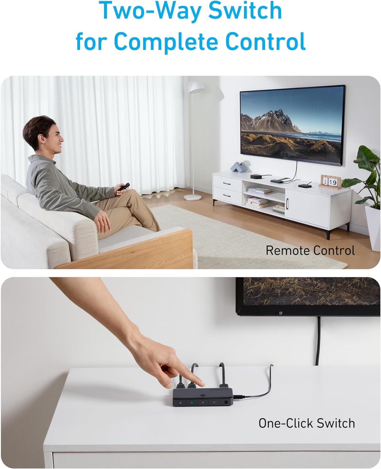 Anker HDMI Switch, Bi-Directional 4K@60Hz, 4 in 1 Metal HDMI Splitter with LED Indicators, Supports 3D, HDR, Dolby, DTS, Compatible with Xbox, PS5, Roku, TV Stick, Projector, etc