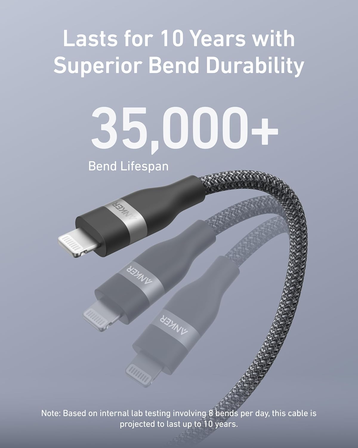 Anker USB C to Lightning Cable, Upcycled-Braided USB C to Lightning Cord, Ultra-Fast Charging Cable for iPhone 14/13/12/11 Series and More (USB 2.0, 3FT)