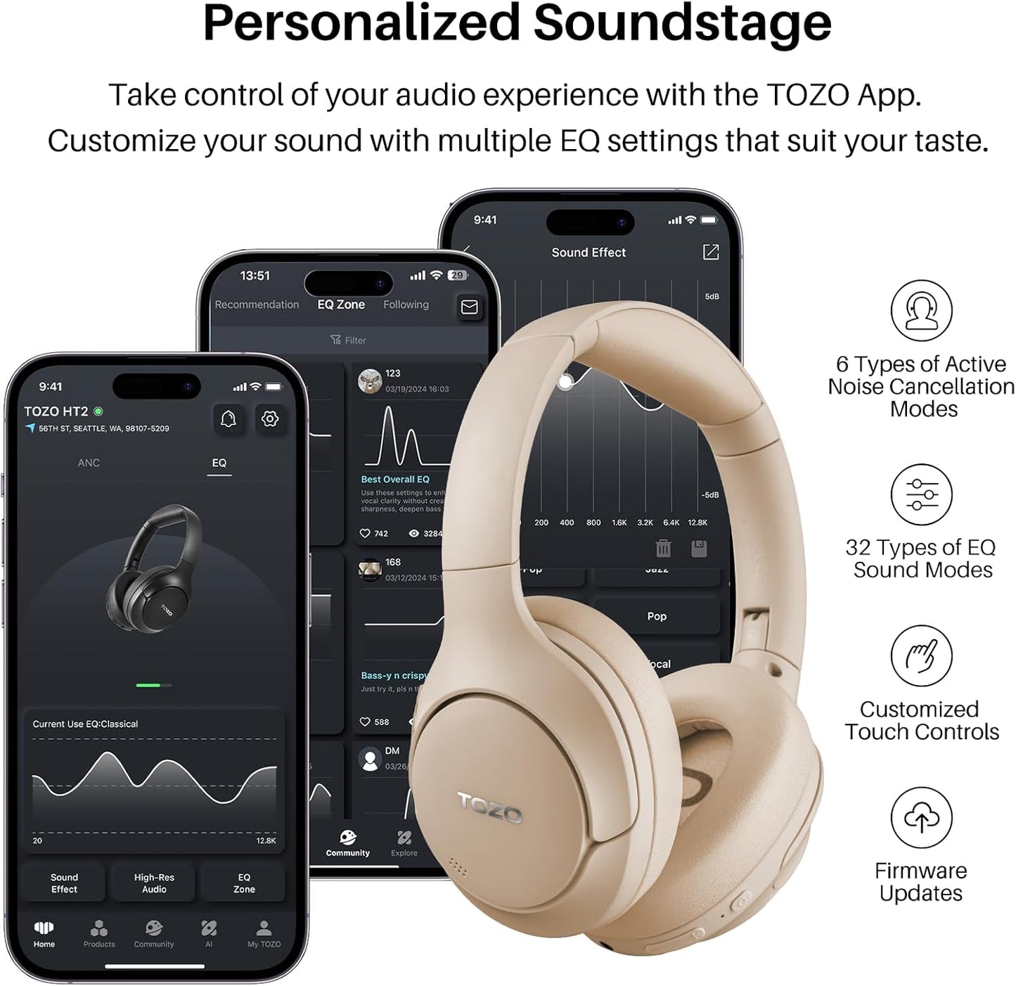 HT2 Hybrid Active Noise Cancelling Headphones