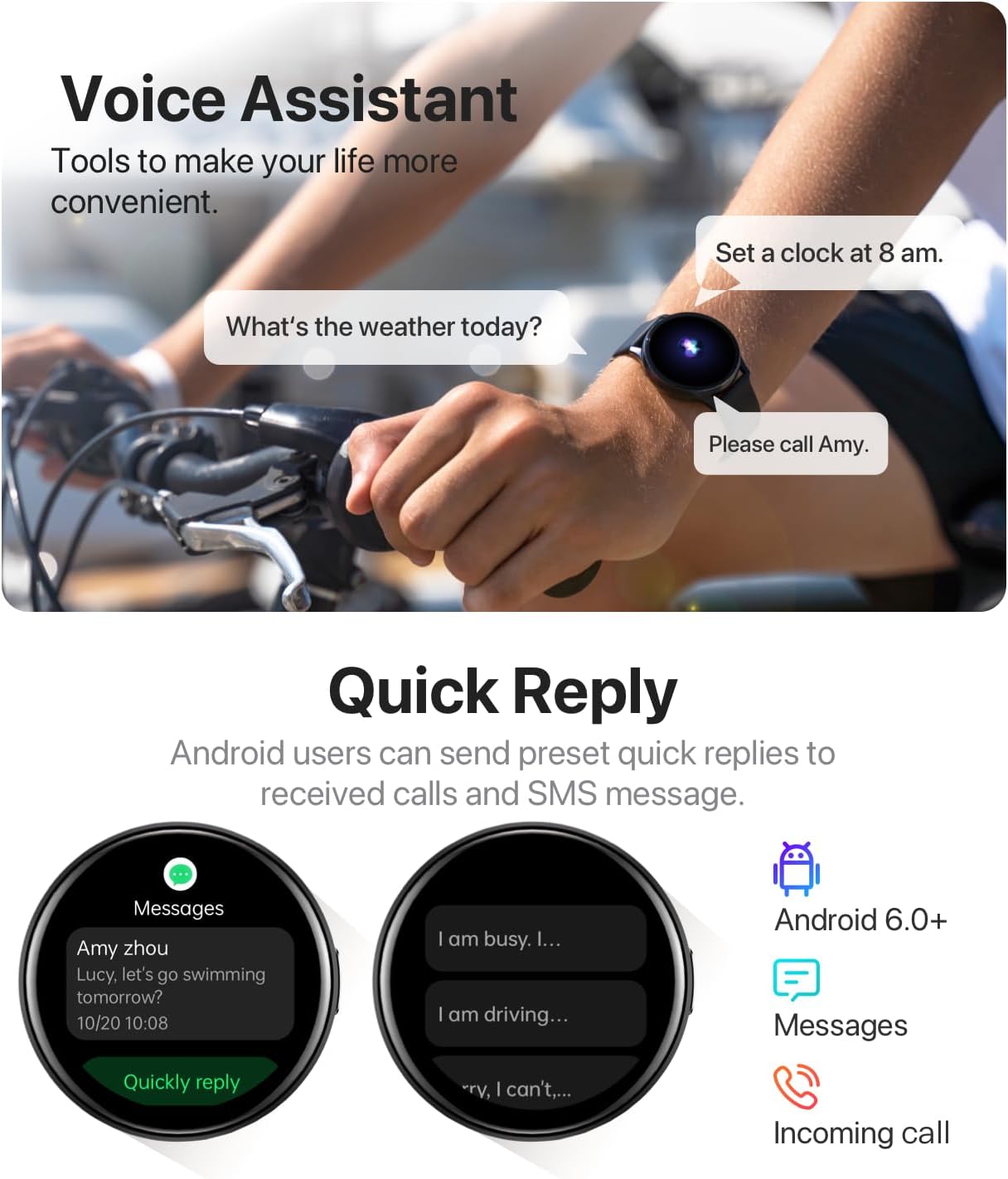 Smart Watch for Men Women Answer/Make Calls/Quick Reply, Samsung Android iPhone Compatible Fitness Tracker with 100+ Sport Modes, Heart Rate Blood Oxygen Sleep Monitor IP68 Waterproof Smartwatch